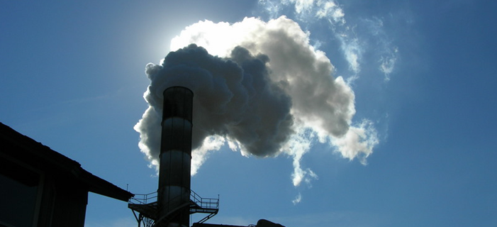 Exhaust stack photographed during an energy efficiency audit by Oregon State University
